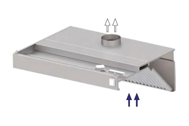 Okap przyścienny skośny ze stali nierdzewnej 3300x1100x450 mm Stalgast model 208