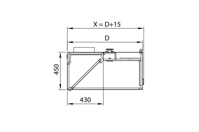 Okap przyścienny skrzyniowy ze stali nierdzewnej 1500x1400x450 mm Stalgast model 206