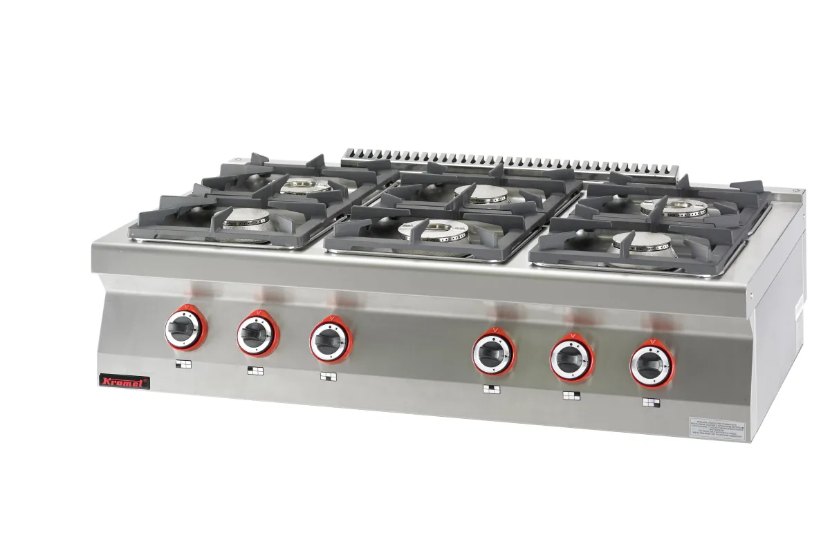 Kuchnia gazowa 6 palnikowa 1200x700x280 Kromet 700.KG-6