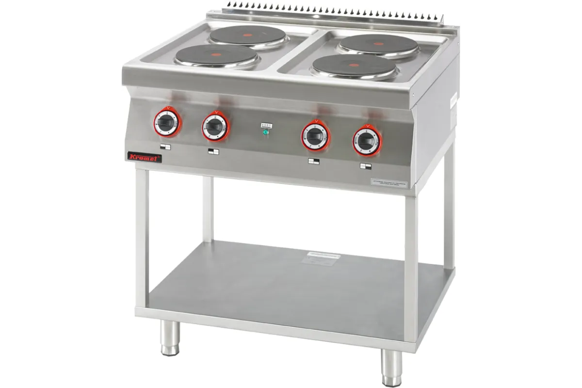 Kuchnia elektryczna 4 płyty okrągłe 4x2,6kW na podstawie szkieletowej 800x700x900 Kromet 700.KE-4.T