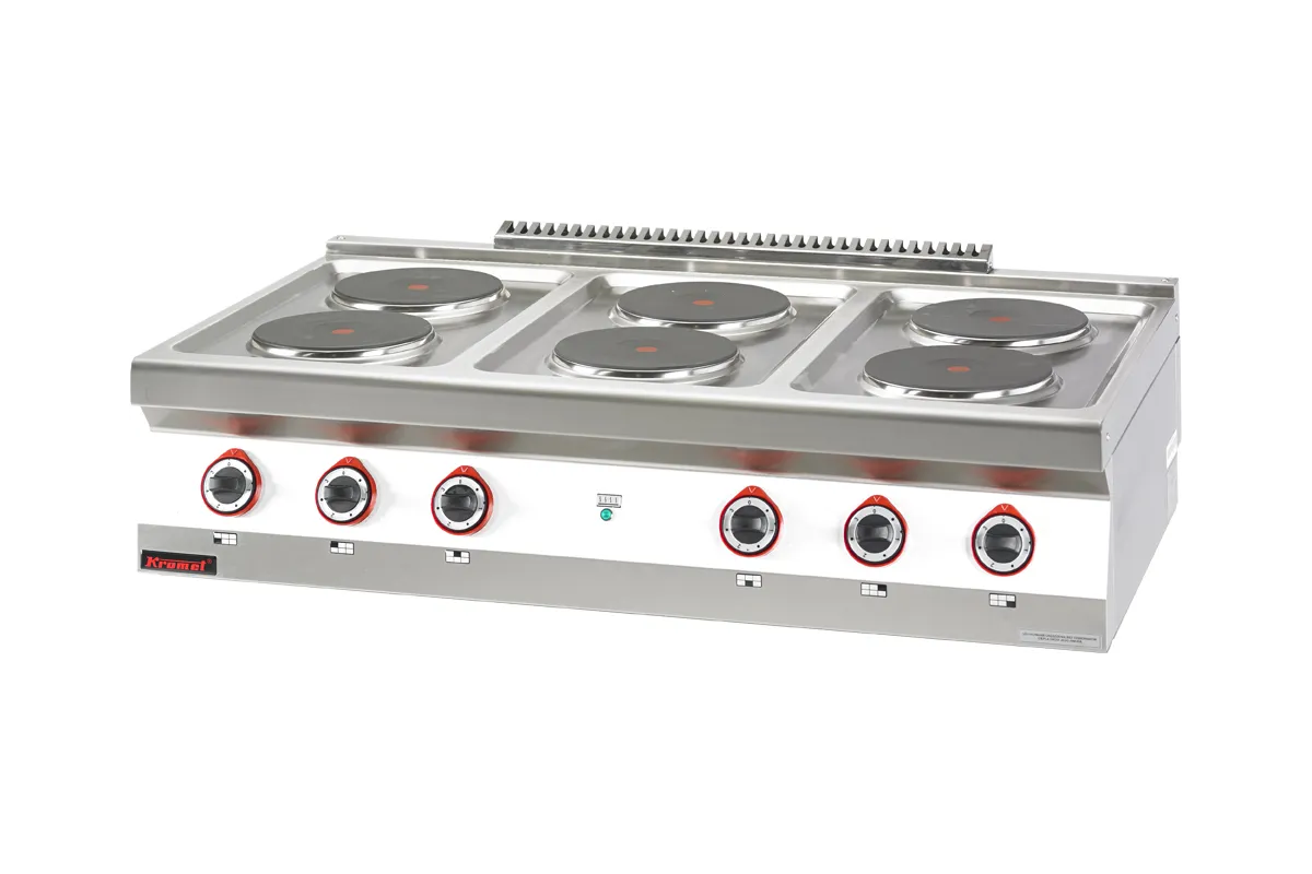 Kuchnia elektryczna 6 płyty okrągłych 6x2,6kW 1200x700x280 Kromet 700.KE-6