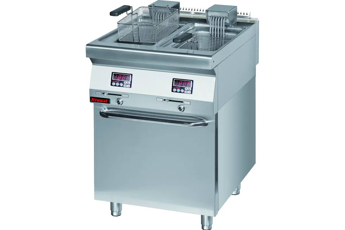 Frytkownica elektryczna 2x8l 16kW na podstawie szafkowej zamniętej 800x700x900 Kromet 700.FE-2x10f.S.D
