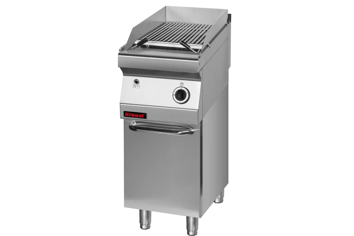 Lawa grill 400 mm 7kW na podstawie szafkowej zamkniętej 400x700x900 Kromet 700.OGL-400.S.D