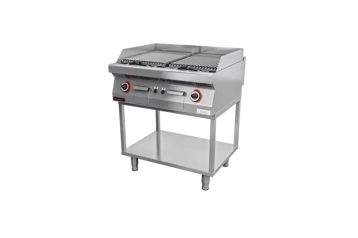 Lawa grill 800 mm 14kW na podstawie szkieletowej 800x700x900 Kromet 700.OGL-800.T