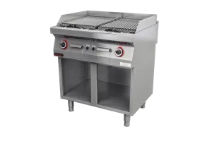 Lawa grill 800 mm 14kW na podstawie szafkowej otwartej 800x700x900 Kromet 700.OGL-800.S