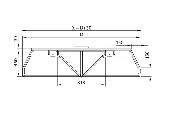 Okap centralny trapezowy ze stali nierdzewnej 3000x2200x450 mm Stalgast model 210