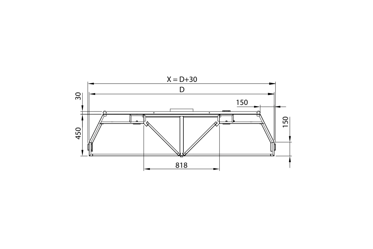 Okap centralny trapezowy ze stali nierdzewnej 3600x1800x450 mm Stalgast model 210