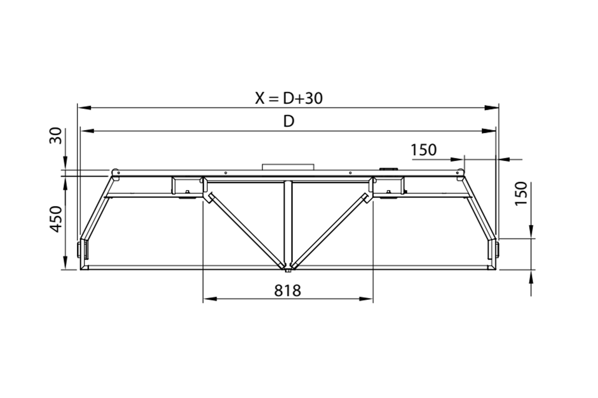 Okap centralny trapezowy ze stali nierdzewnej 4400x2200x450 mm Stalgast model 210