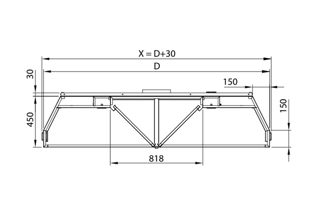 Okap centralny trapezowy ze stali nierdzewnej 4400x2200x450 mm Stalgast model 210