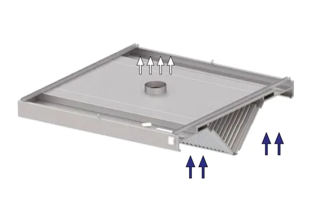 Okap centralny skośny ze stali nierdzewnej 1300x1500x450 mm Stalgast model 211