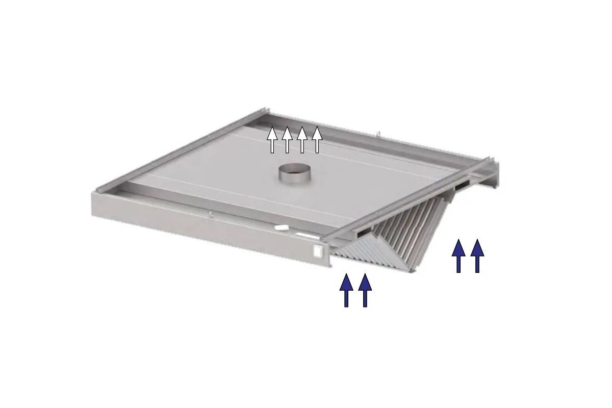 Okap centralny skośny ze stali nierdzewnej 2500x2400x450 mm Stalgast model 211