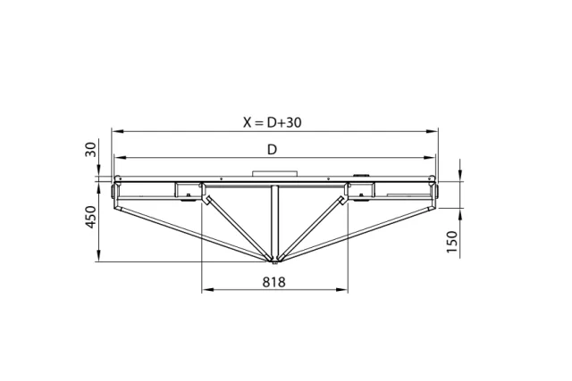 Okap centralny skośny ze stali nierdzewnej 4800x1500x450 mm Stalgast model 211