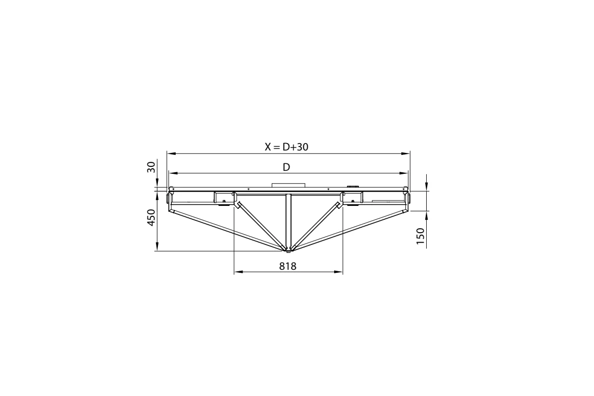 Okap centralny skośny ze stali nierdzewnej 2200x2200x450 mm Stalgast model 211