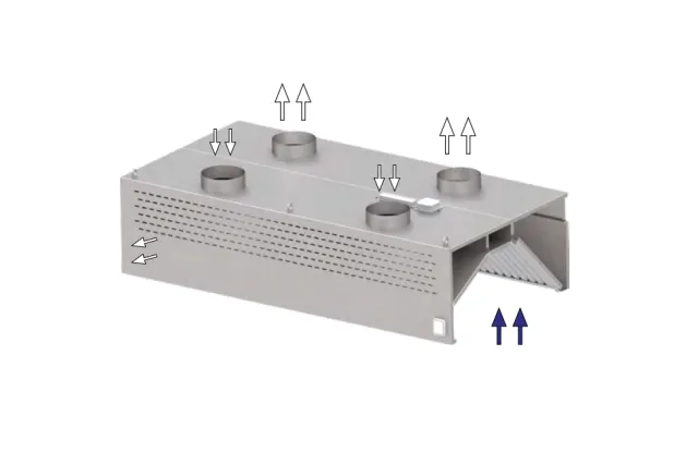 Okap przyścienny kompensacyjny ze stali nierdzewnej 1400x1100x450 mm Stalgast model 213