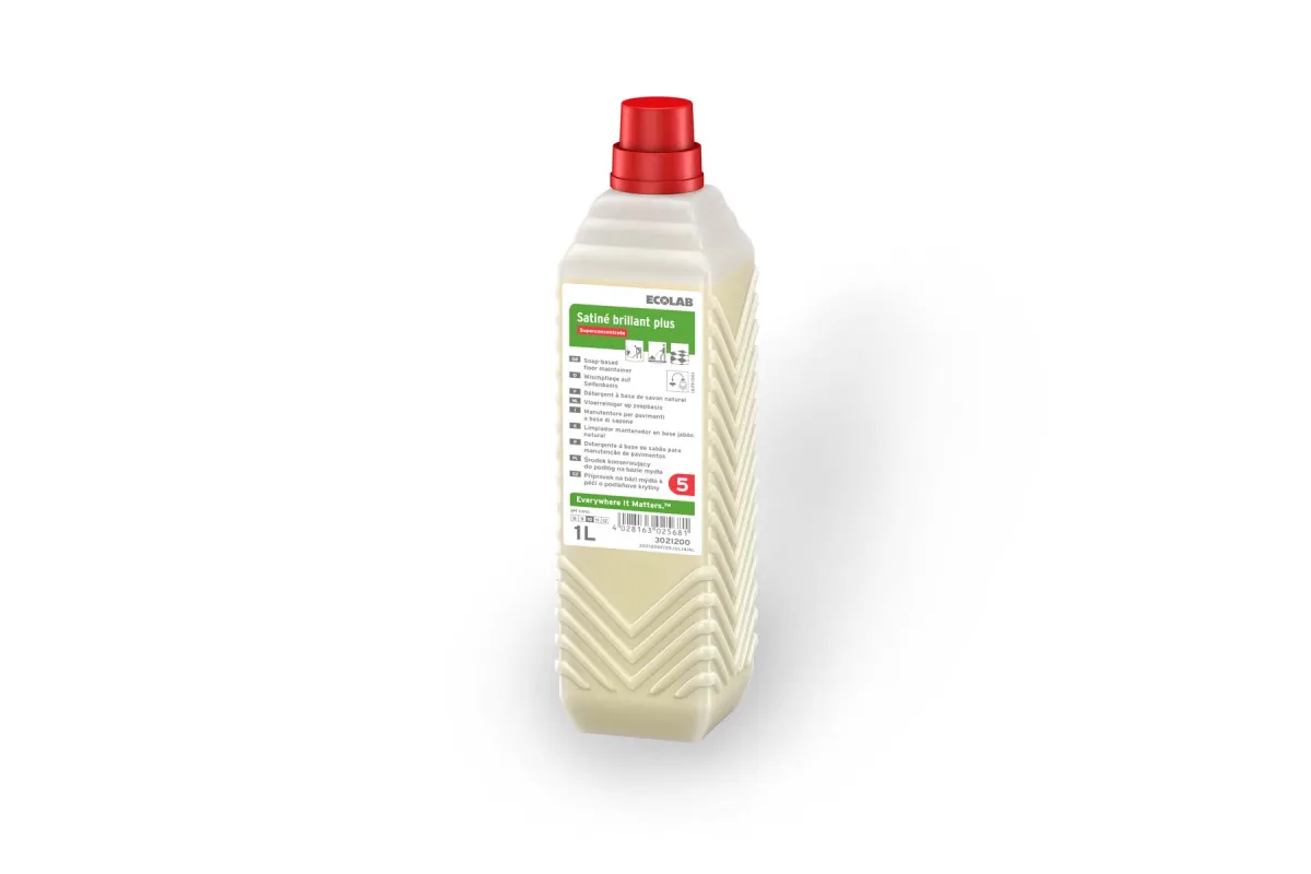 Satine Brillant Plus 1L Ecolab 3021200 superkoncentrat czyszczący na bazie mydła do wodoodpornych podłóg