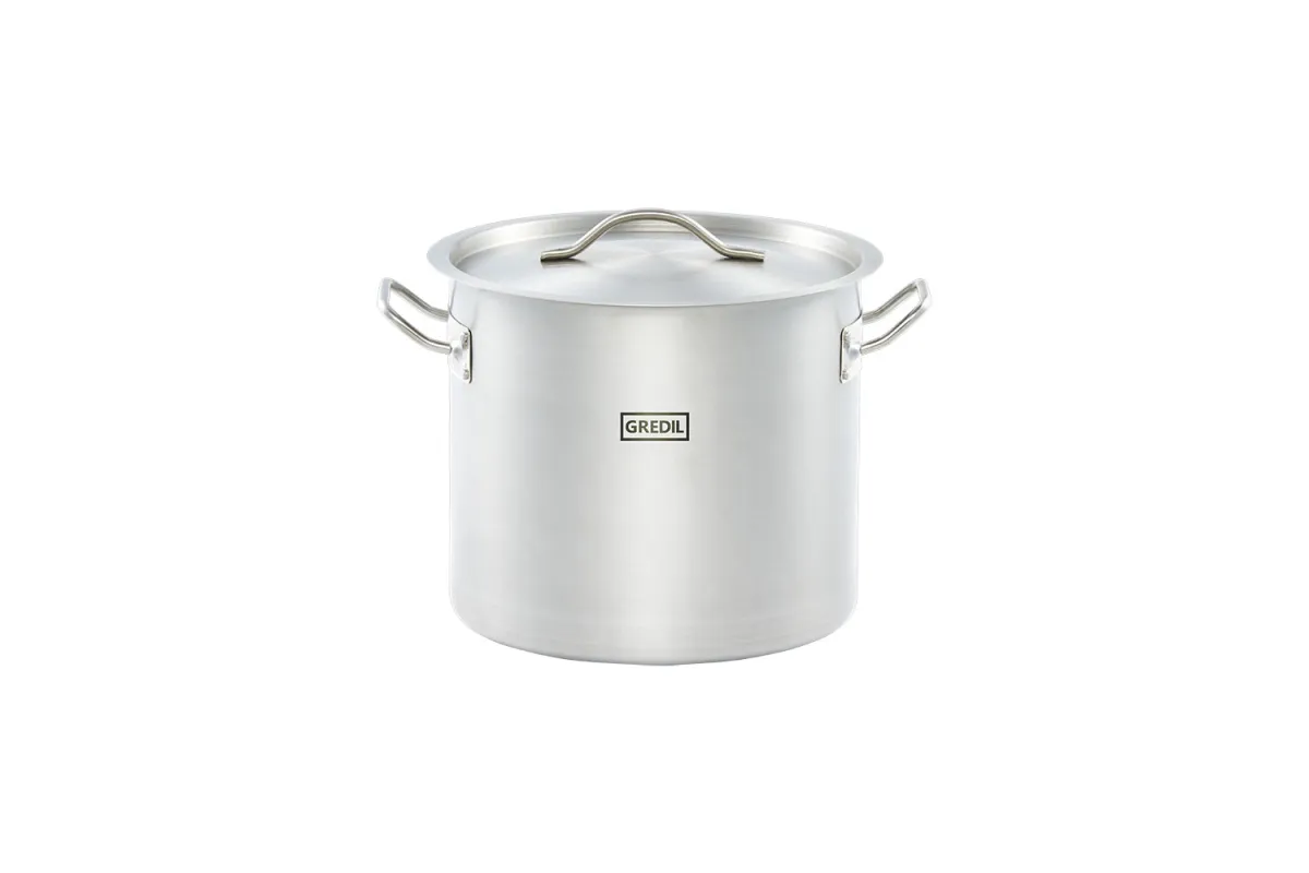 Garnek wysoki z pokrywką, stalowy, Ø 280 mm, V 15.4 l Gredil 011285