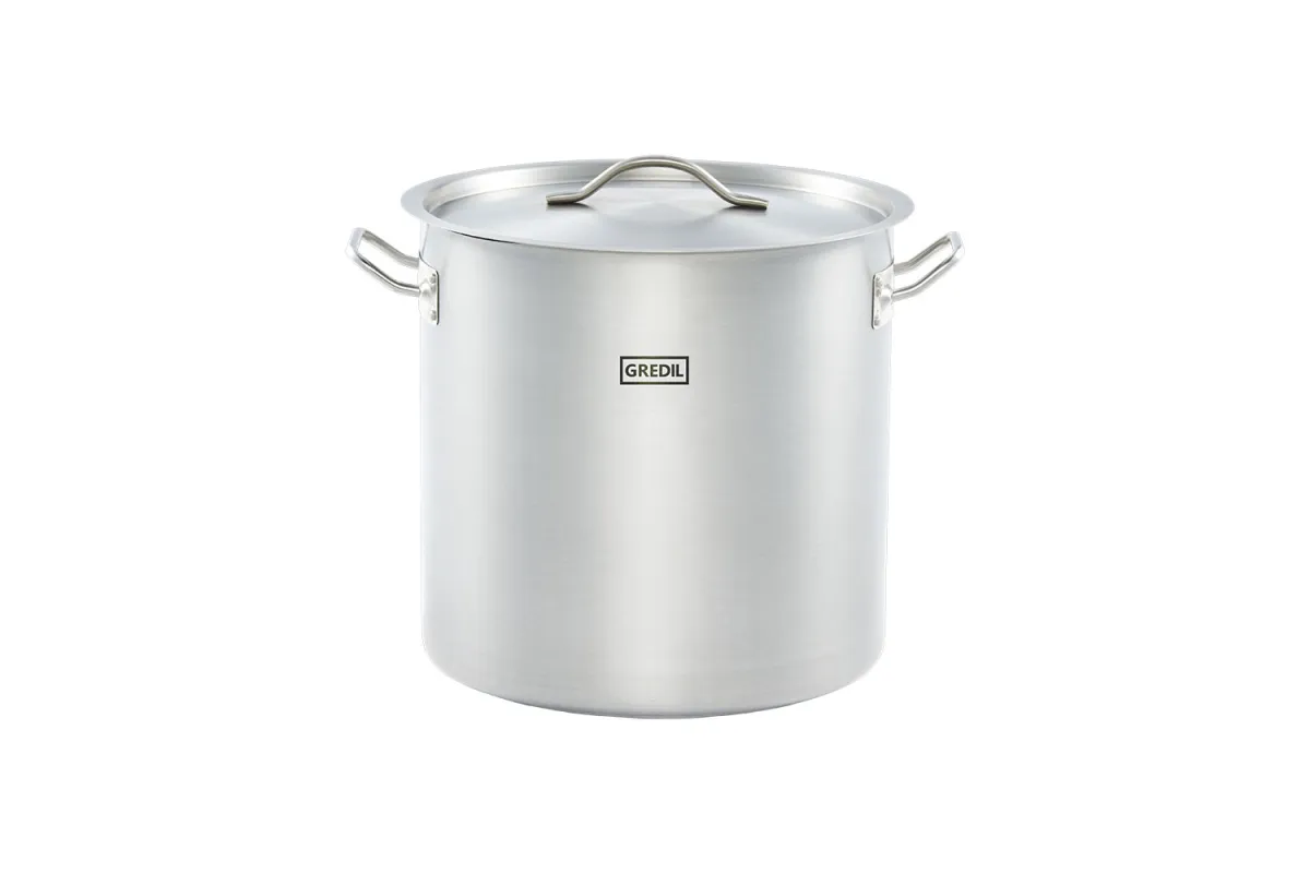 Garnek wysoki z pokrywką, stalowy, Ø 320 mm, V 25.7 l Gredil 011345