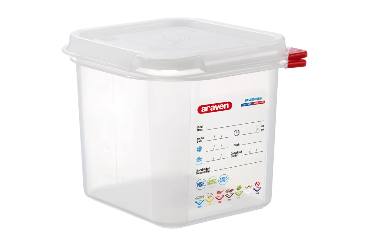 Pojemnik z polipropylenu z pokrywką szczelną, GN 1/6, H 150 mm Araven 166155