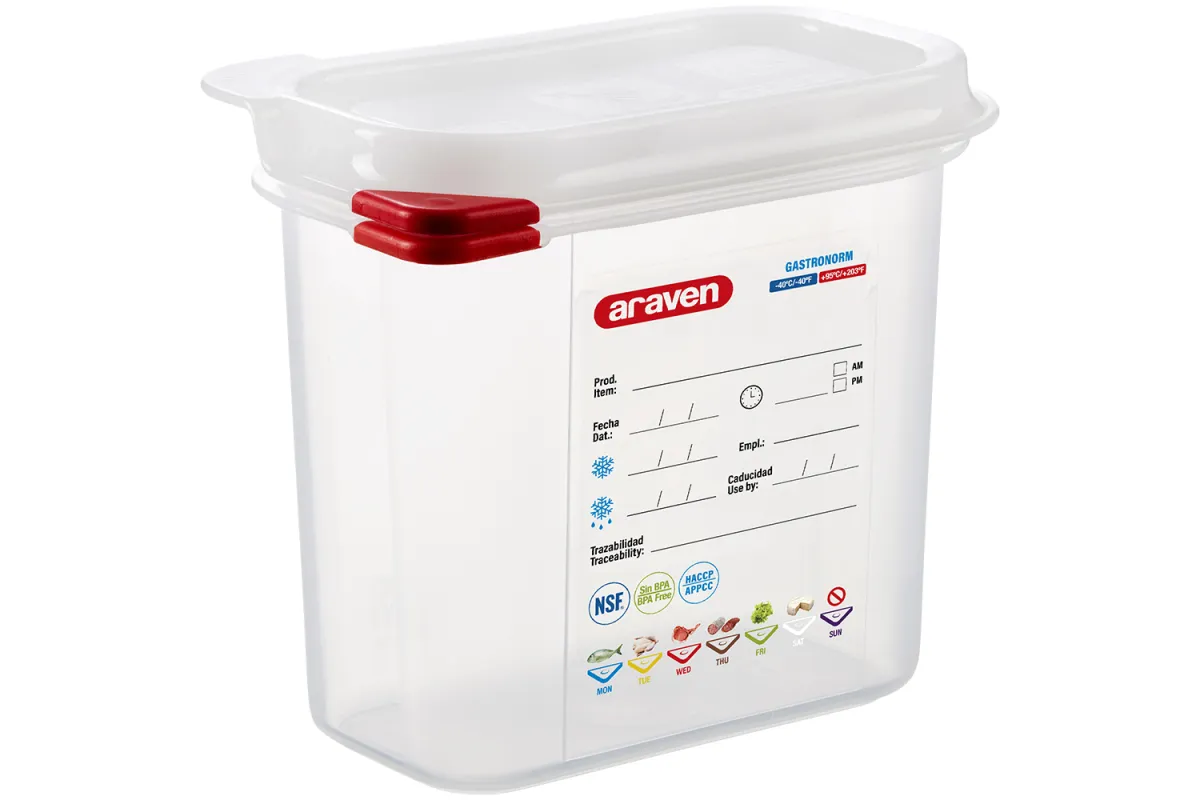 Pojemnik z polipropylenu z pokrywką szczelną, GN 1/9, H 150 mm Araven 169155
