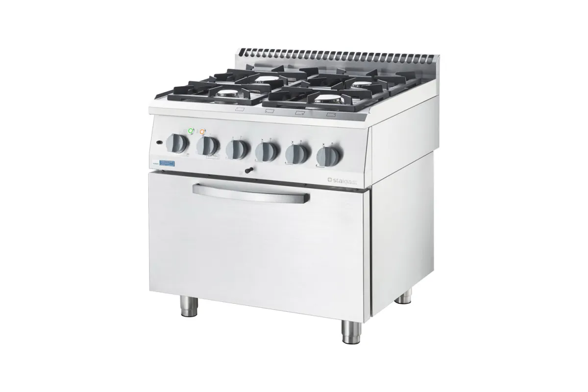 Kuchnia gazowa ECO z piekarnikiem elektrycznym, 800x700, 17.0+6.5 kW, G30/37 mbar Stalgast 9713630