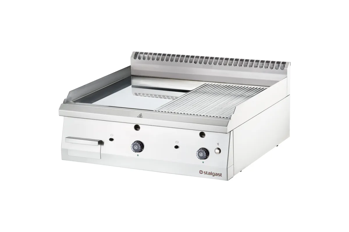 Płyta grillowa nastawna, chromowana, gładko-ryflowana, gazowa, 800x700, 13.0 kW, G20/20 mbar Stalgast 9737310