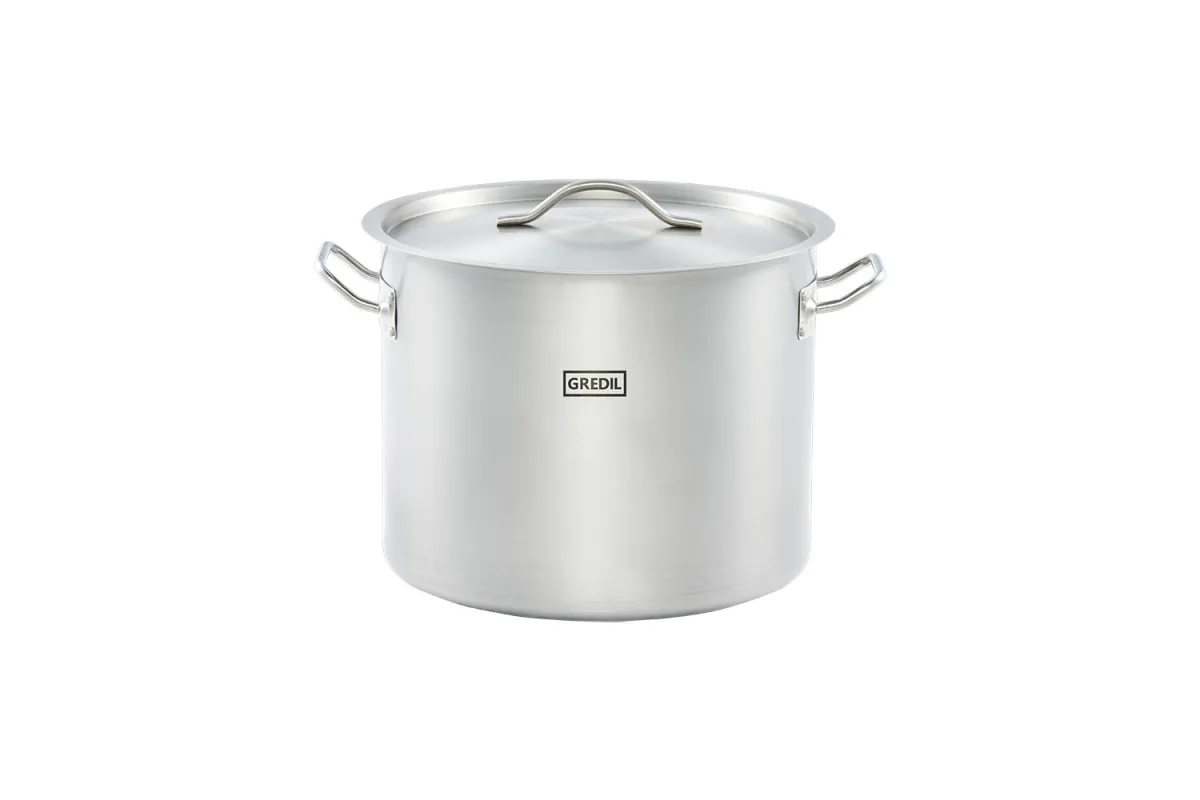 Garnek wysoki z pokrywką, stalowy, Ø 320 mm, V 20.9 l Gredil 011325