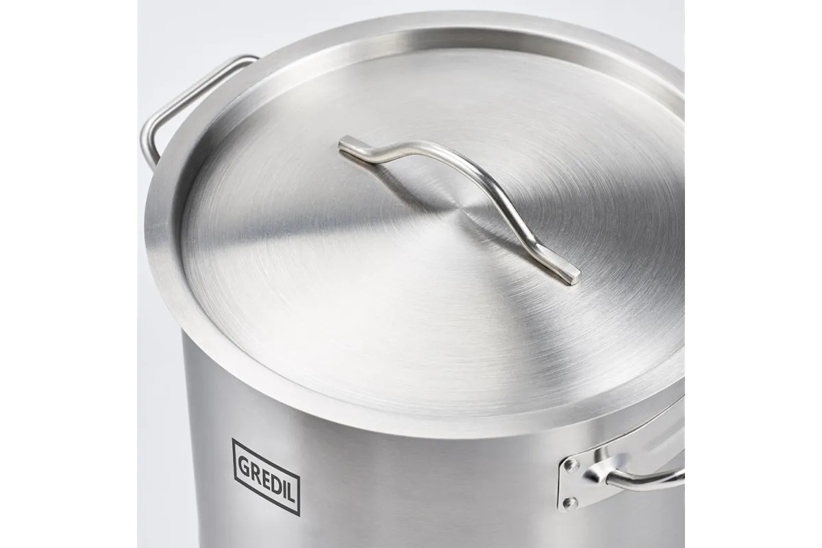 Garnek wysoki z pokrywką, stalowy, Ø 360 mm, V 36.6 l Gredil 011365