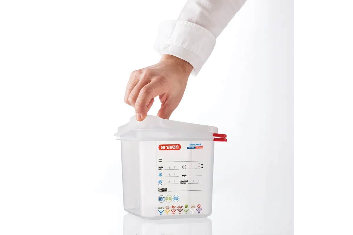 Pojemnik z polipropylenu z pokrywką szczelną, GN 1/9, H 65 mm Araven 169065