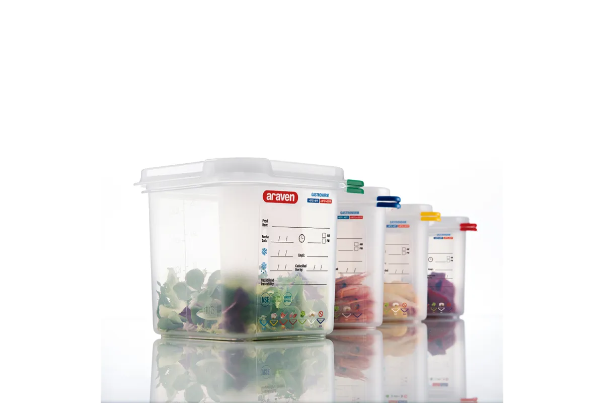 Pojemnik z polipropylenu z pokrywką szczelną, GN 1/9, H 65 mm Araven 169065