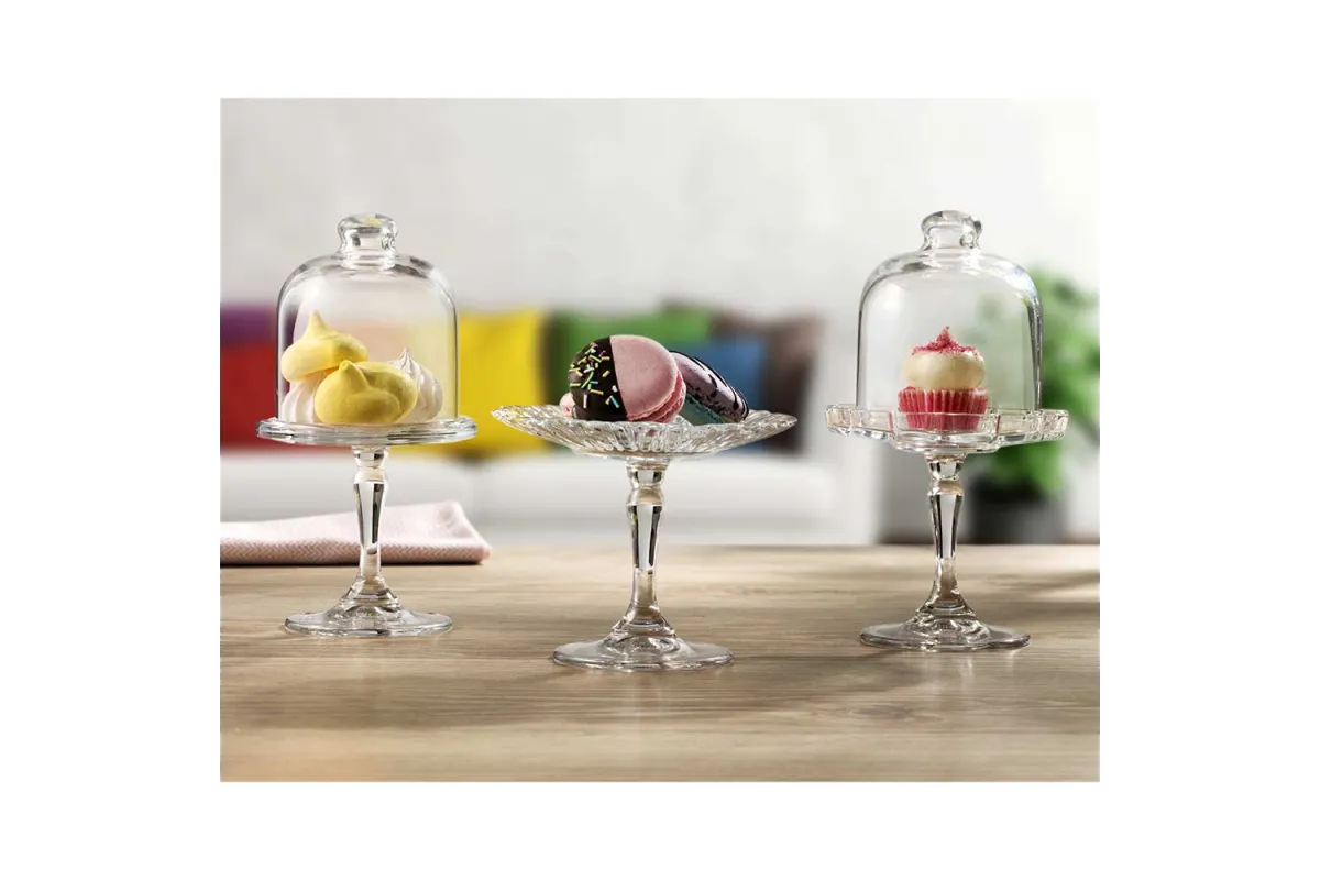 Mini patera z kloszem, szklana, H 198 mm Pasabahce 545016