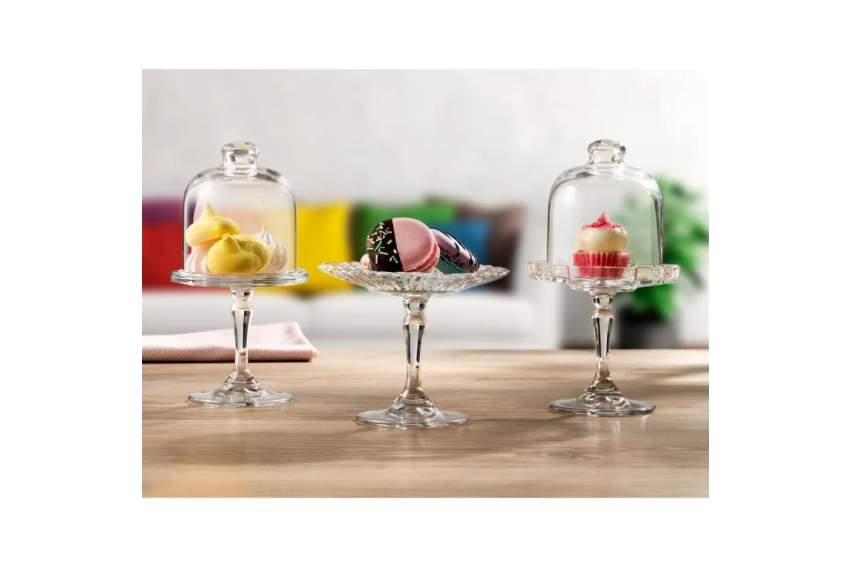 Mini patera z kloszem, szklana, H 187 mm Pasabahce 545018