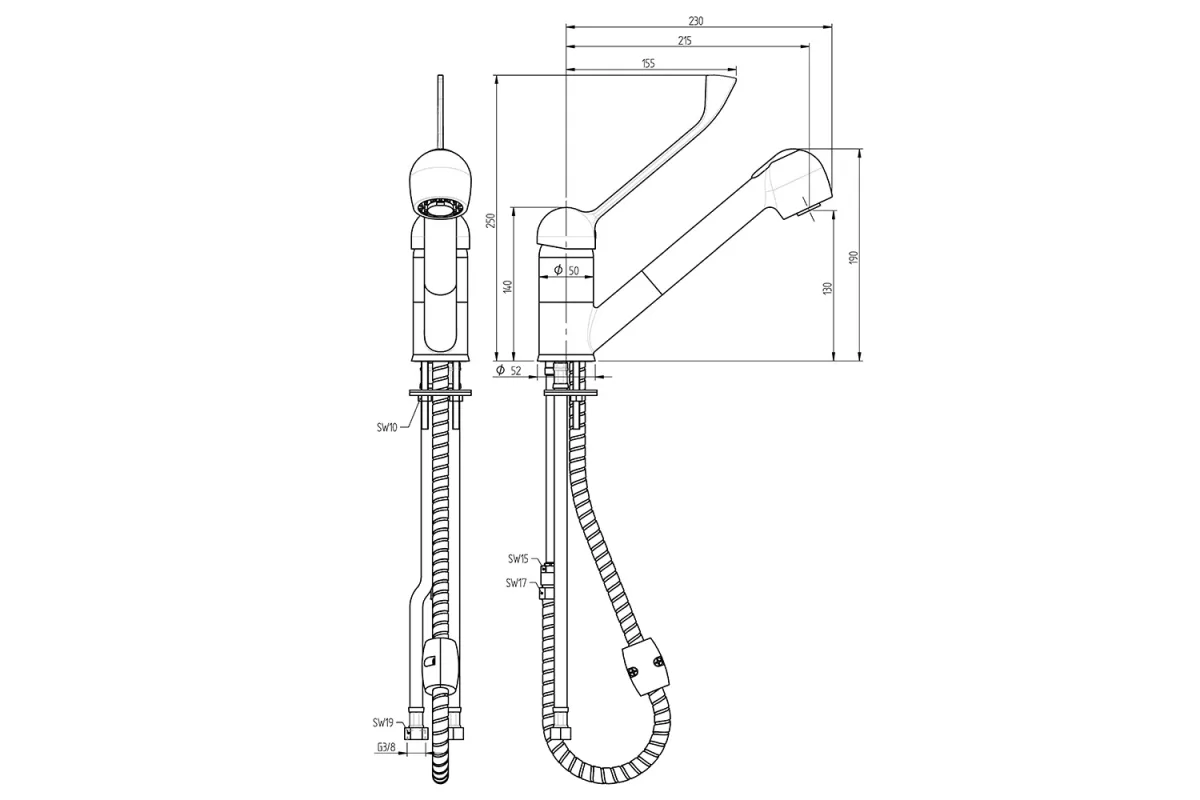 Bateria umywalkowa z prysznicem Monolith 651113