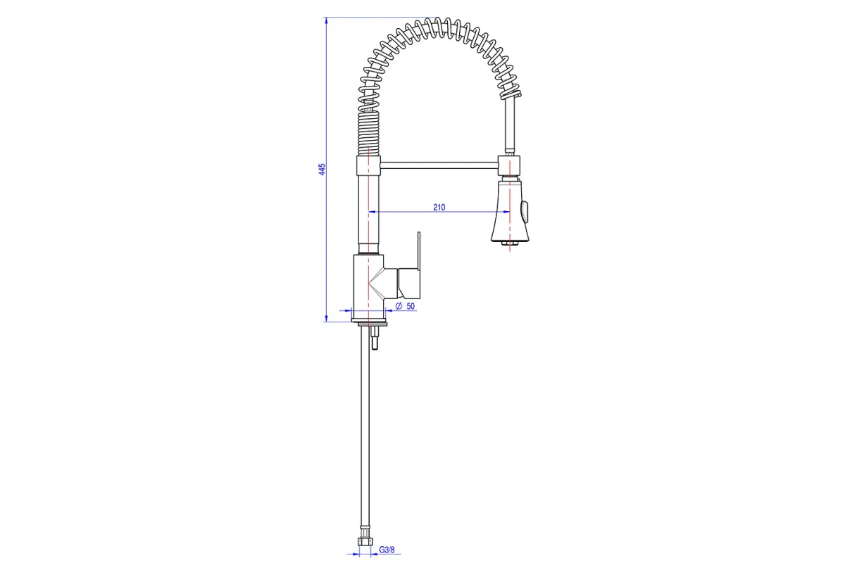 Bateria umywalkowa z wyciąganym prysznicem na sprężynie, H 445 mm Monolith 651115