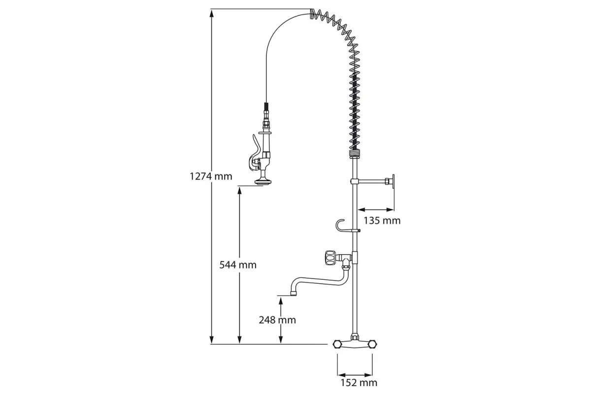 Napełniacz z wylewką dwu otworowy montowany do ściany Stalgast 651542
