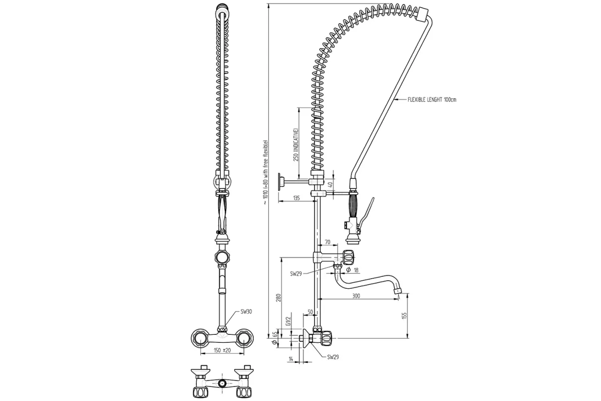Napełniacz z wylewką dwuotworowy montowany do ściany Monolith 651543