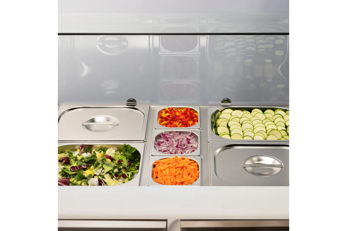 Stół chłodniczy 2 drzwiowy sałatkowy z nadstawą szklaną, V 240 l Stalgast 832222