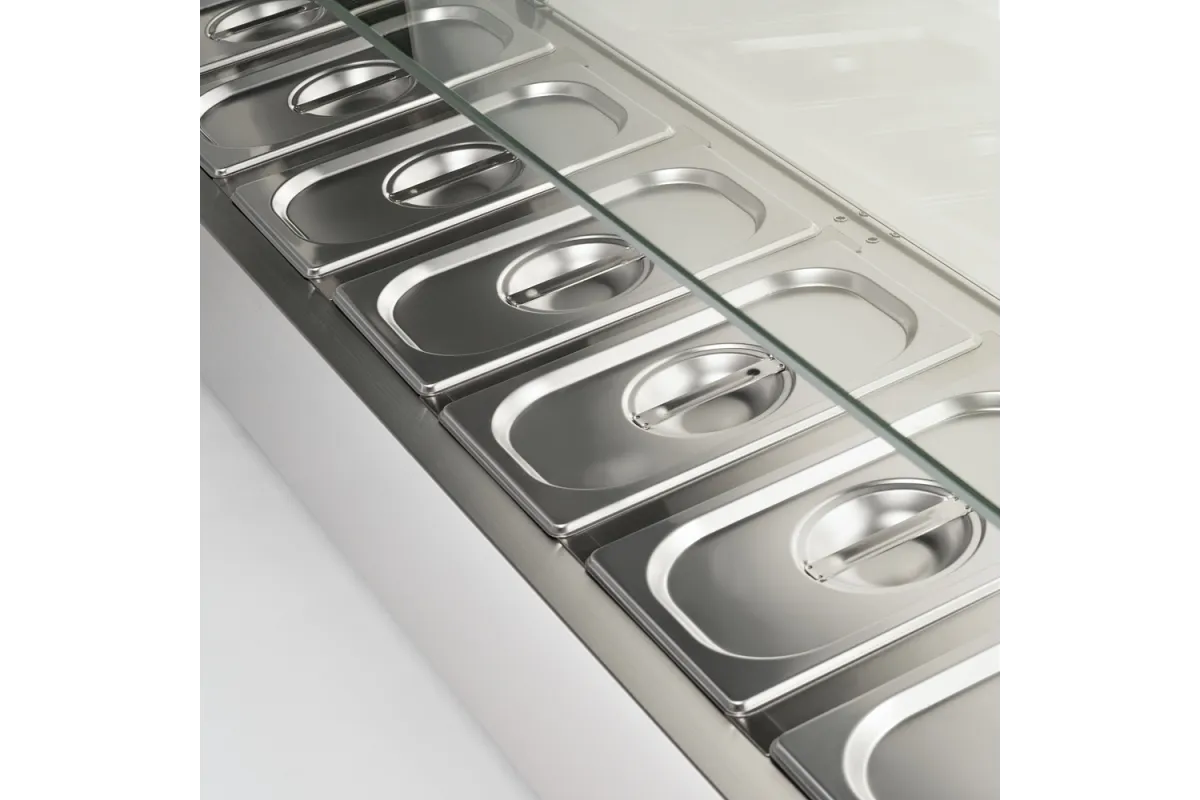 Witryna chłodnicza nadstawna z szybą, L 2000 mm, 10 x GN 1/4 Stalgast 834141