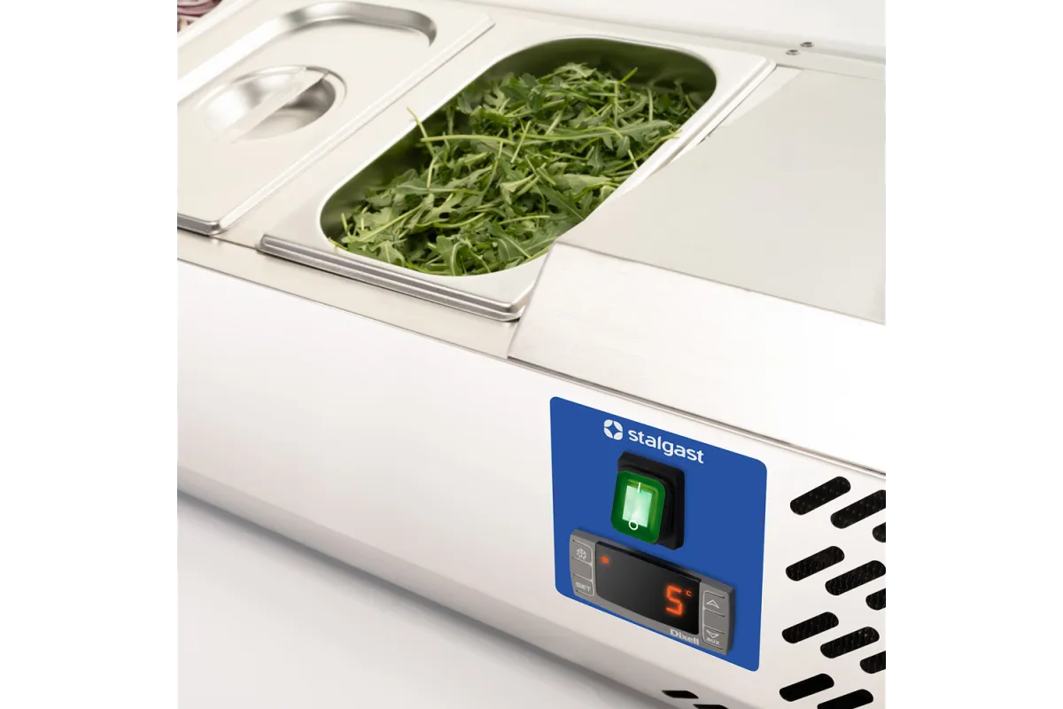 Witryna chłodnicza nadstawna z szybą, L 2000 mm, 10 x GN 1/4 Stalgast 834141