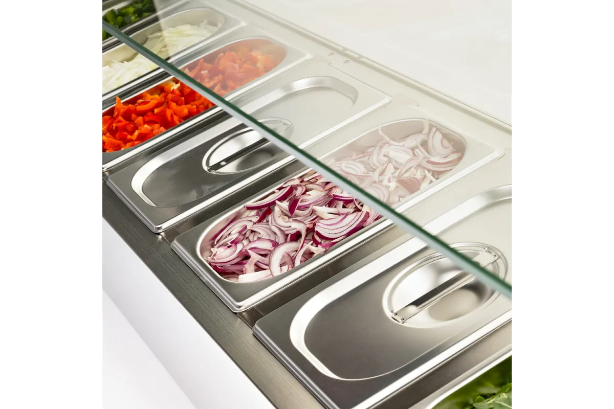 Witryna chłodnicza nadstawna z szybą, L 2000 mm, 10 x GN 1/4 Stalgast 834141