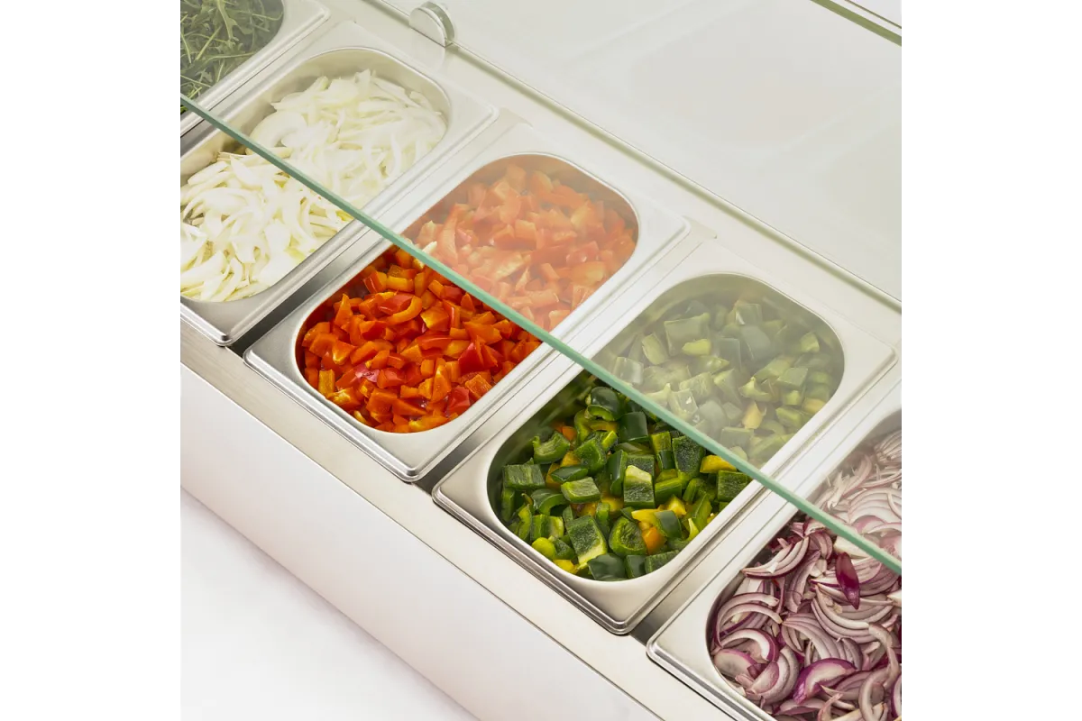 Witryna chłodnicza nadstawna z szybą, 7 x GN 1/4 Stalgast 834541