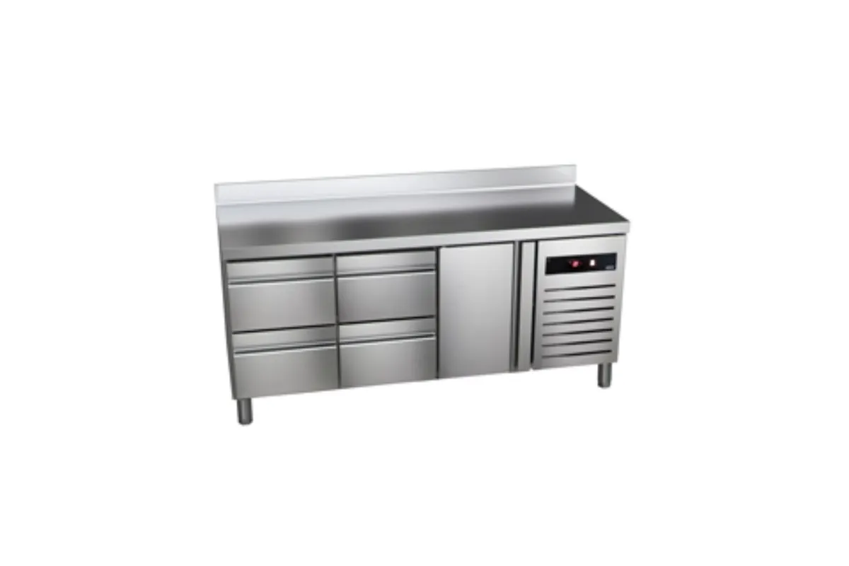 STÓŁ CHŁODNICZY 700 MM GN 1/1 1-DRZWIOWY Z 4 SZUFLADAMI ASBER GGTP-7-180-14 SB40 GREEN LINE