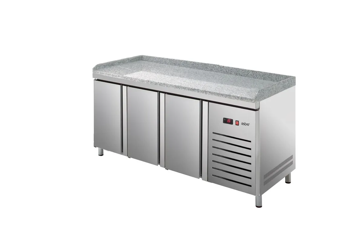 STÓŁ CHŁODNICZY DO PIZZY 3-DRZWIOWY 800MM EURONORM 400x600 ASBER ETP-8-200-30 HC GR