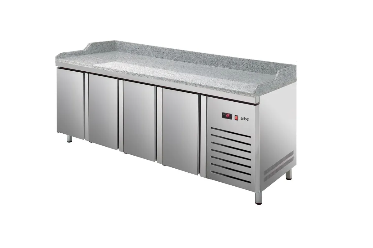 STÓŁ CHŁODNICZY DO PIZZY 4-DRZWIOWY 800MM EURONORM (400x600) ASBER ETP-8-250-40 HC GR