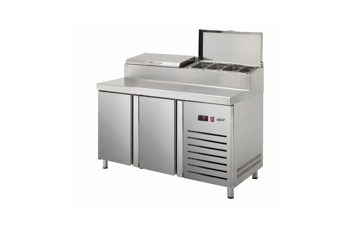 STÓŁ CHŁODNICZY DO PIZZY 2-DRZWIOWY ESSENZIAL LINE 800MM EURONORM ASBER ETPZ-8-150 HC 90NS GN 1/4 