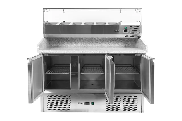 Stół chłodniczy 3-drzwiowy do pizzy z nadstawką i blatem granitowym Yato YG-05305