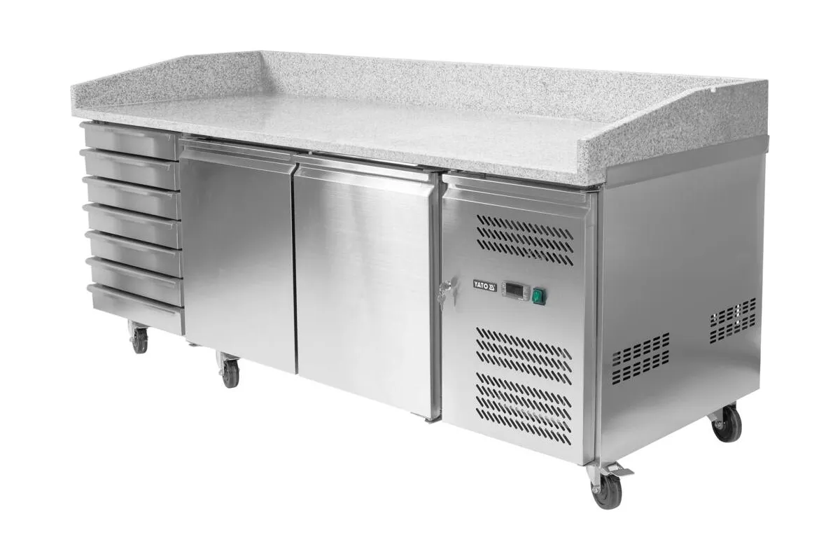 Stół chłodniczy 2-drzwiowy do pizzy z 7 szufladami i blatem granitowym Yato YG-05310