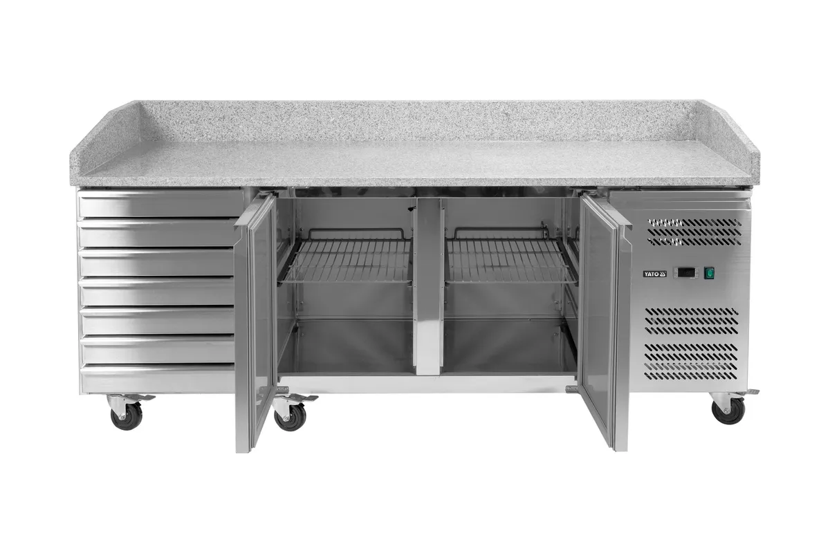 Stół chłodniczy 2-drzwiowy do pizzy z 7 szufladami i blatem granitowym Yato YG-05310