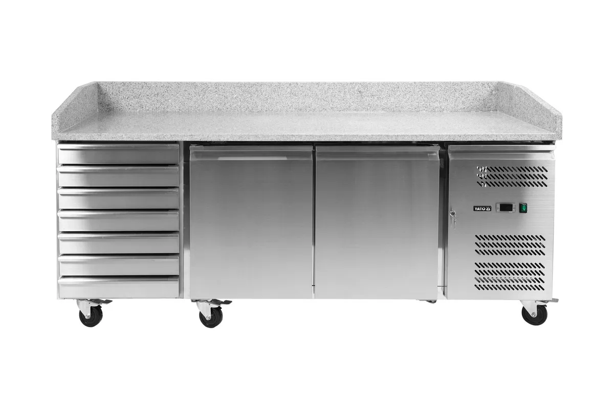 Stół chłodniczy 2-drzwiowy do pizzy z 7 szufladami i blatem granitowym Yato YG-05310