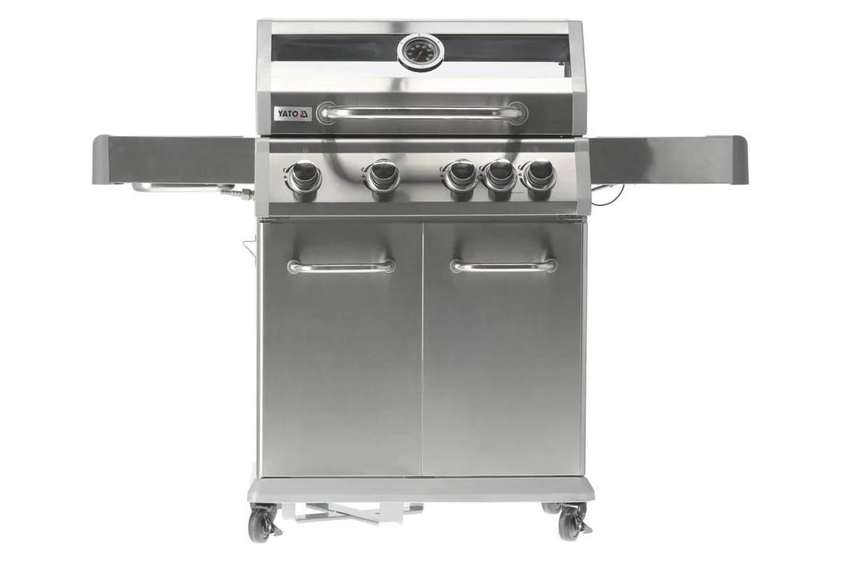 Grill gazowy 4+1 stal nierdzewna 14,2kw, z szybą Yato YG-20003