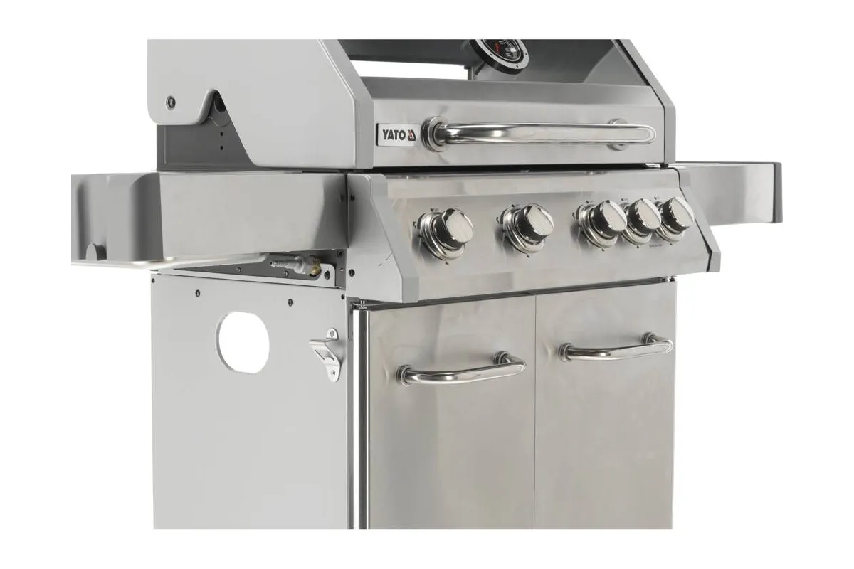 Grill gazowy 4+1 stal nierdzewna 14,2kw, z szybą Yato YG-20003